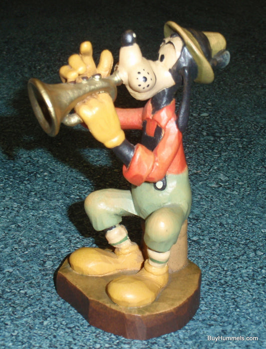 ANRI Wood Carving 4" Figurine From Italy Disney's GOOFY W/ Horn Signed With Box!