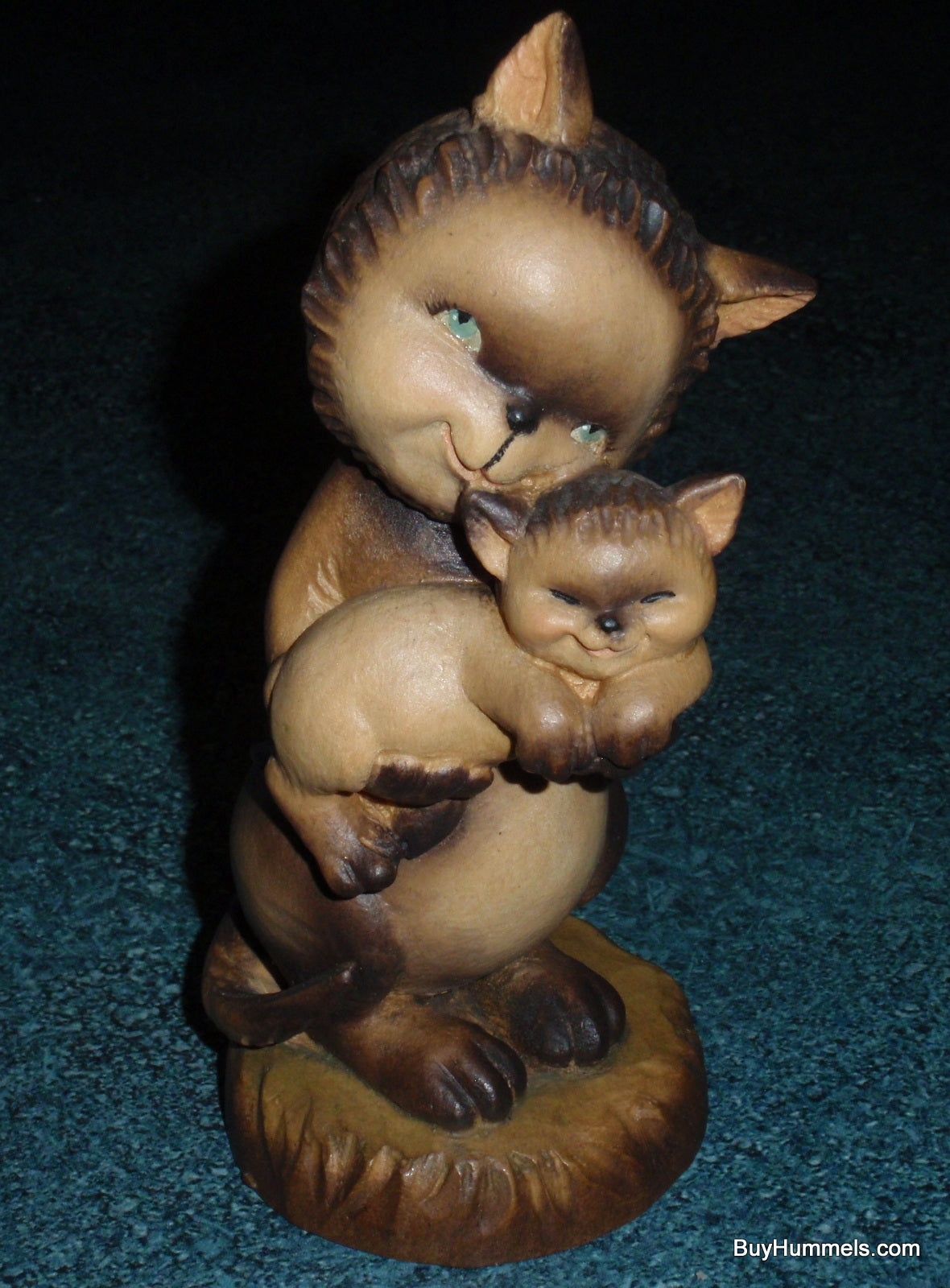Tender Moments 6" Anri Ferrandiz Carved Wood Cat & Kitten Figurine Signed With Box!