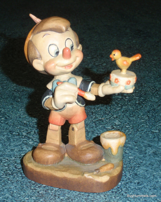 Anri Disney Pinocchio Wood Carved 4" Figurine Italy #656003 Signed With Original Box And COA