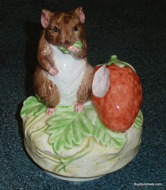 1982 Beatrix Potter "Timmy Willie" Music Box Figurine - Rotates And Plays "It's a Small World"