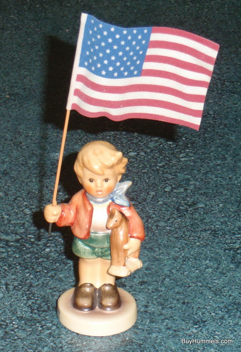 Goebel Hummel 239/E Little Flag Bearer Boy with American Flag Figurine