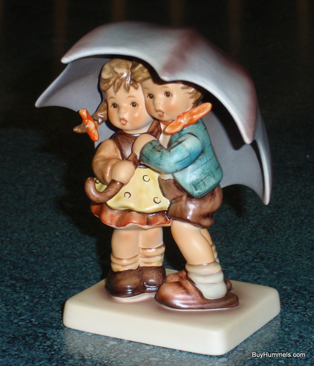 "Sunshower" Goebel Hummel Umbrella Figurine #634 2/0 - Two Children Under Big Purple Umbrella!