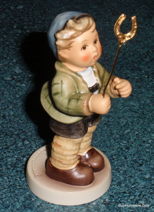 Little Luck Goebel Hummel Figurine #2296 TMK9 Boy With Horseshoe!