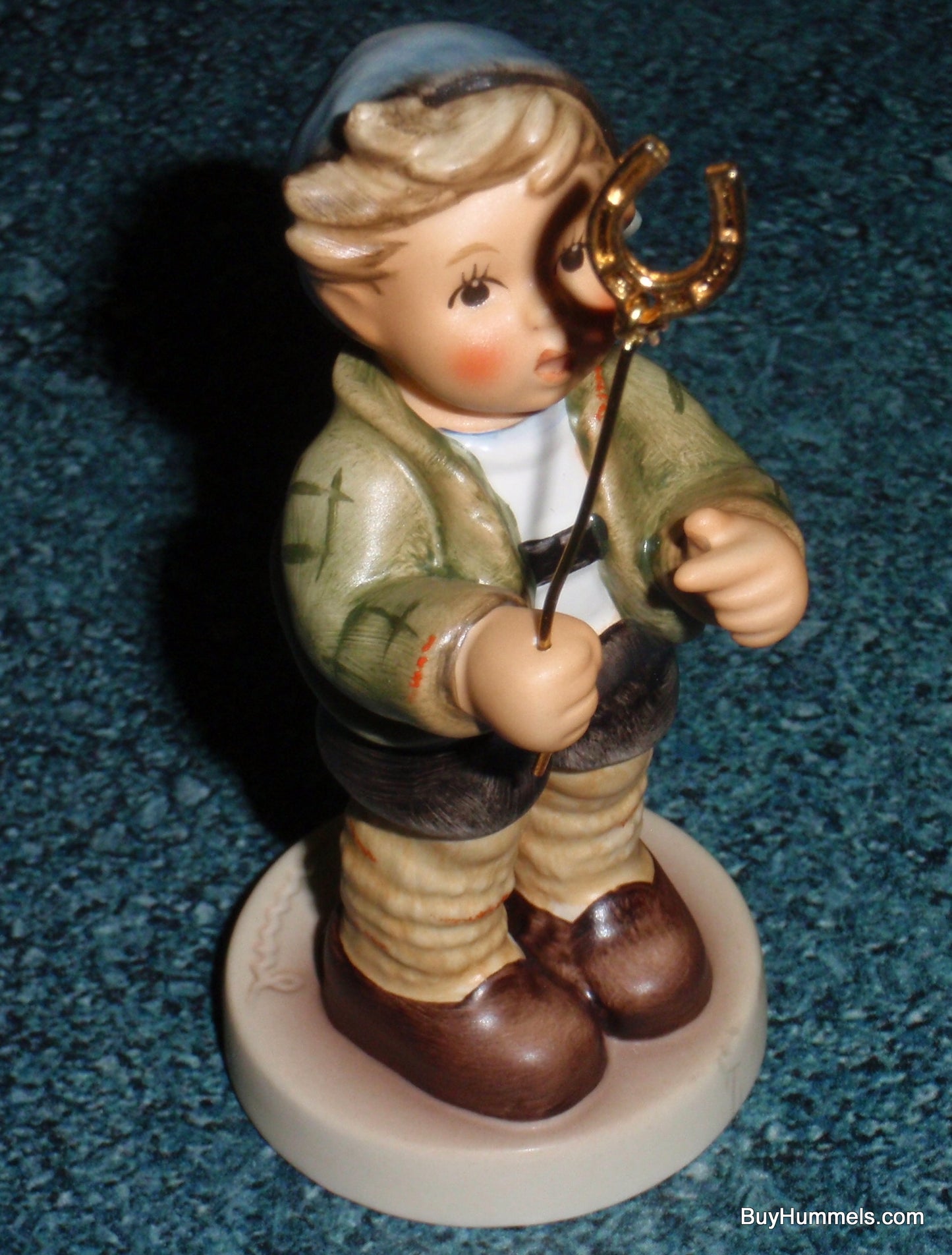 Little Luck Goebel Hummel Figurine #2296 TMK9 Boy With Horseshoe!