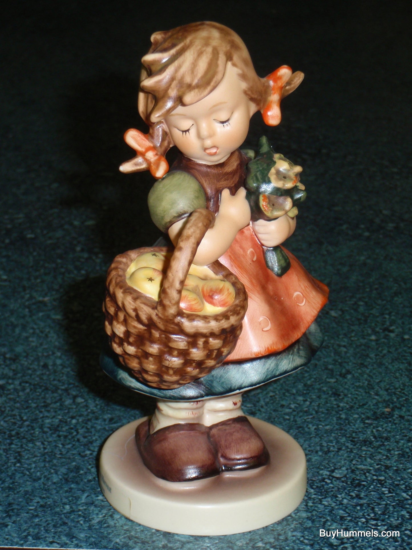 "Autumn Harvest" Goebel Hummel Figurine #355 - Little Girl With Bushel Full Of Apples!