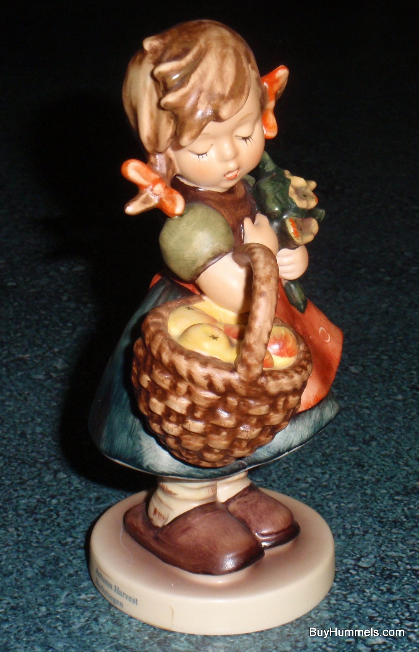"Autumn Harvest" Goebel Hummel Figurine #355 - Little Girl With Bushel Full Of Apples!