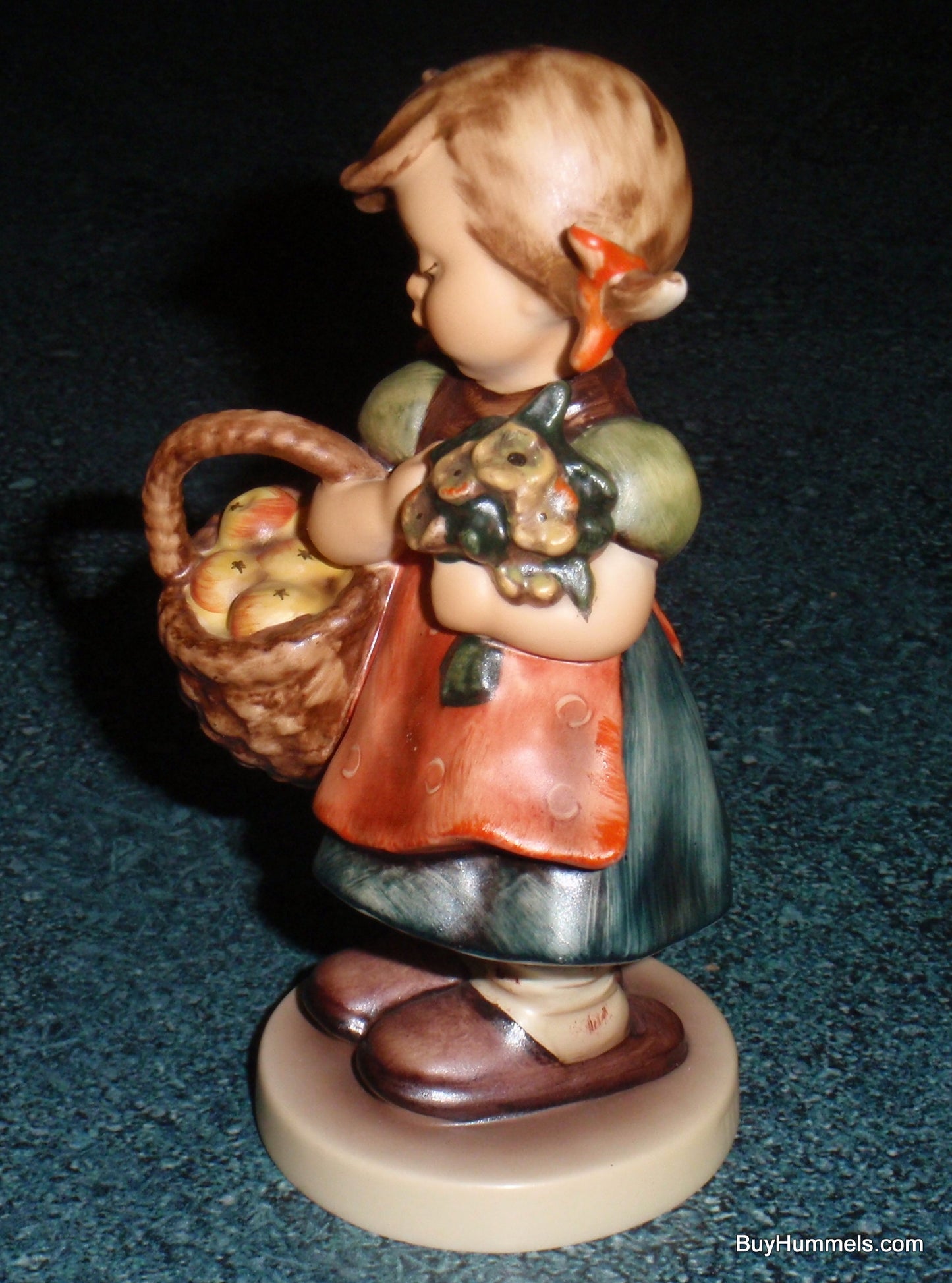 "Autumn Harvest" Goebel Hummel Figurine #355 - Little Girl With Bushel Full Of Apples!
