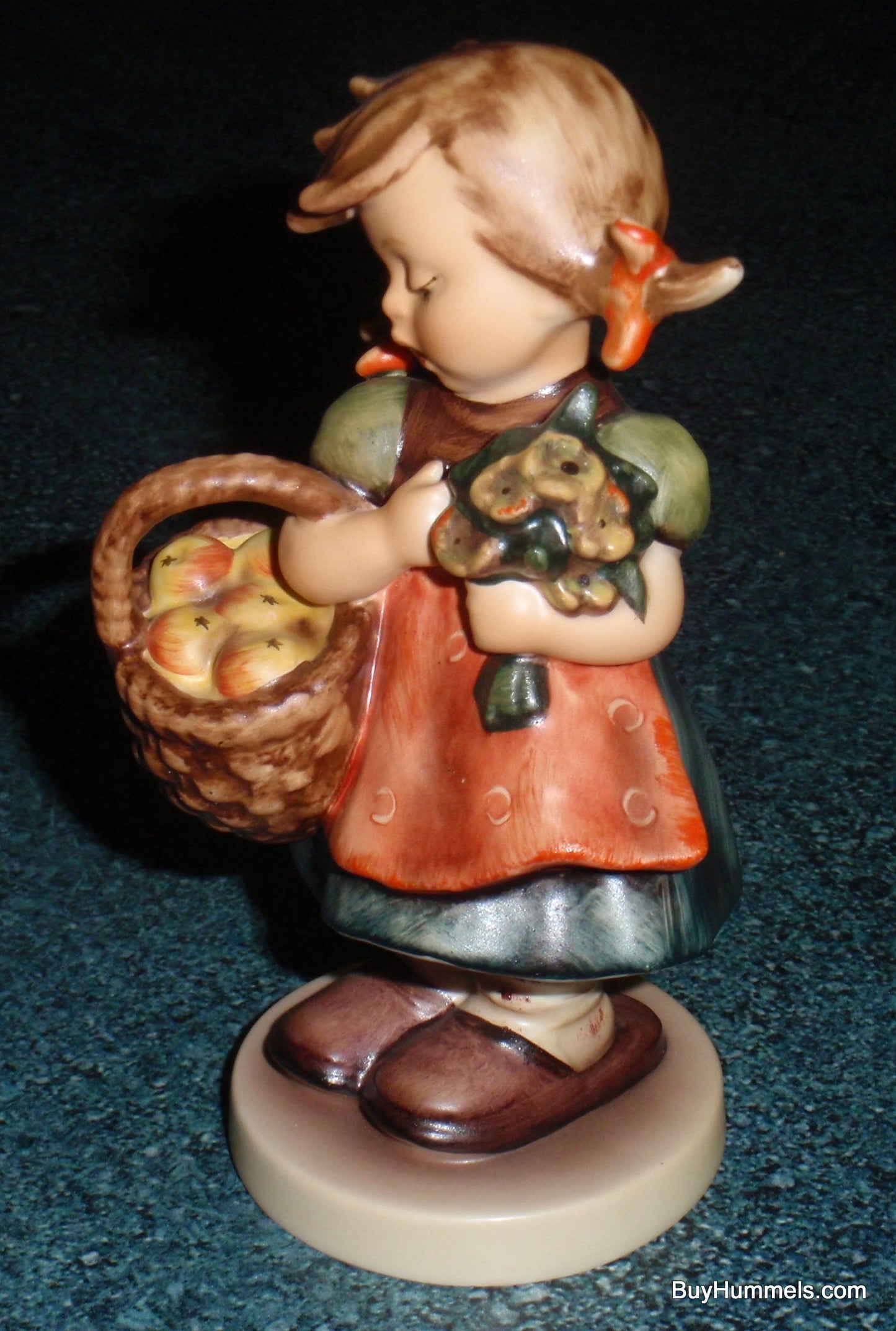 "Autumn Harvest" Goebel Hummel Figurine #355 - Little Girl With Bushel Full Of Apples!
