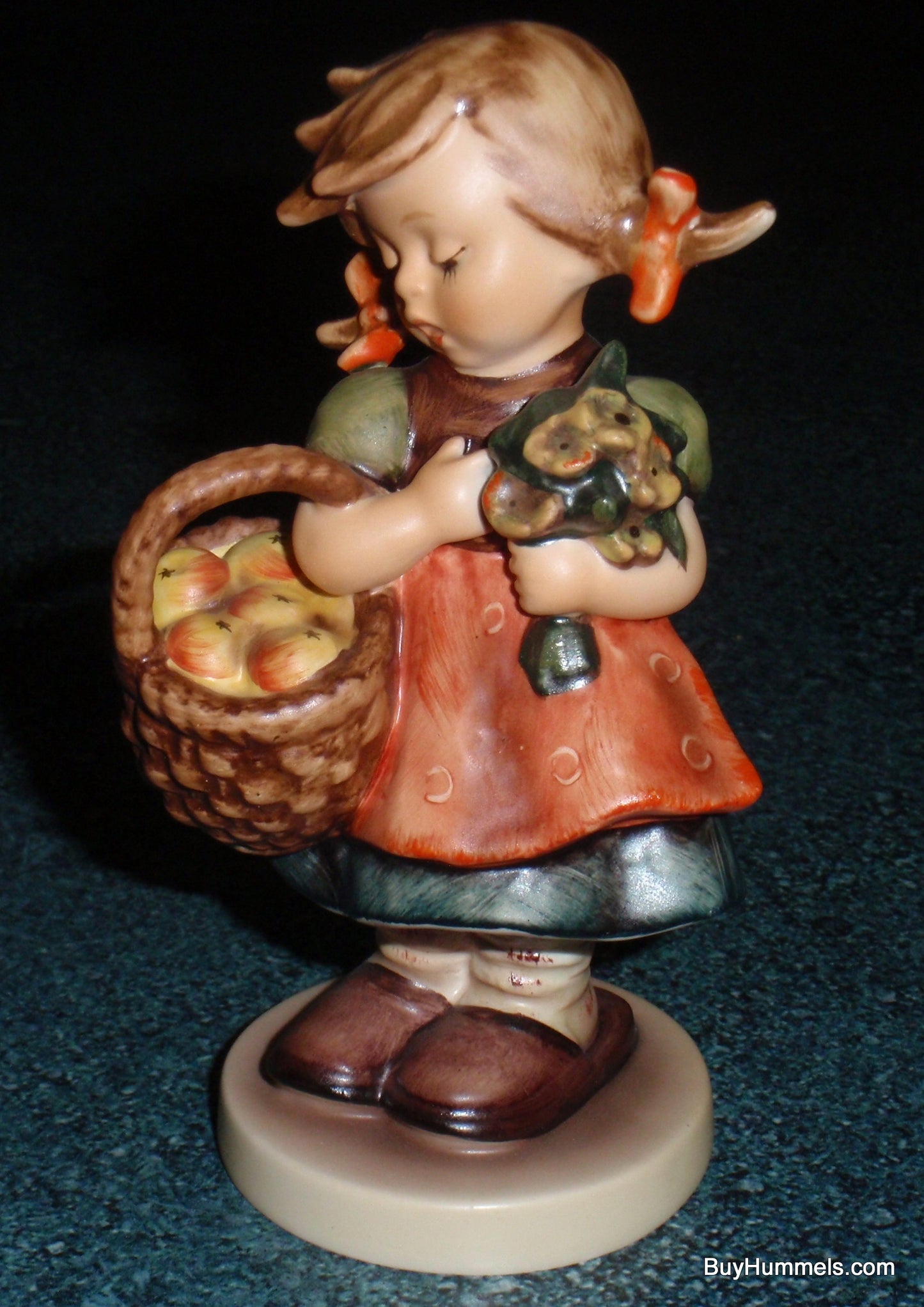 "Autumn Harvest" Goebel Hummel Figurine #355 - Little Girl With Bushel Full Of Apples!