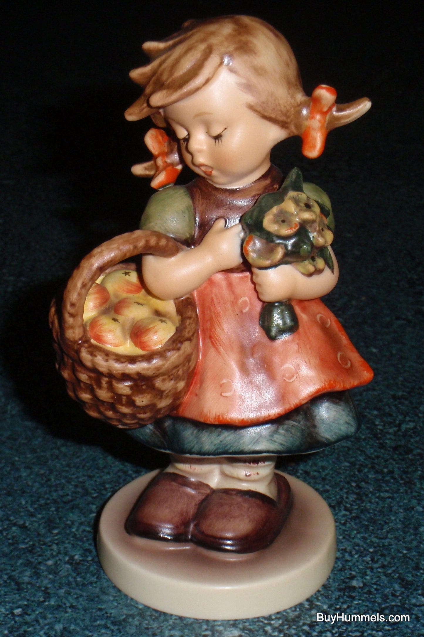 "Autumn Harvest" Goebel Hummel Figurine #355 - Little Girl With Bushel Full Of Apples!