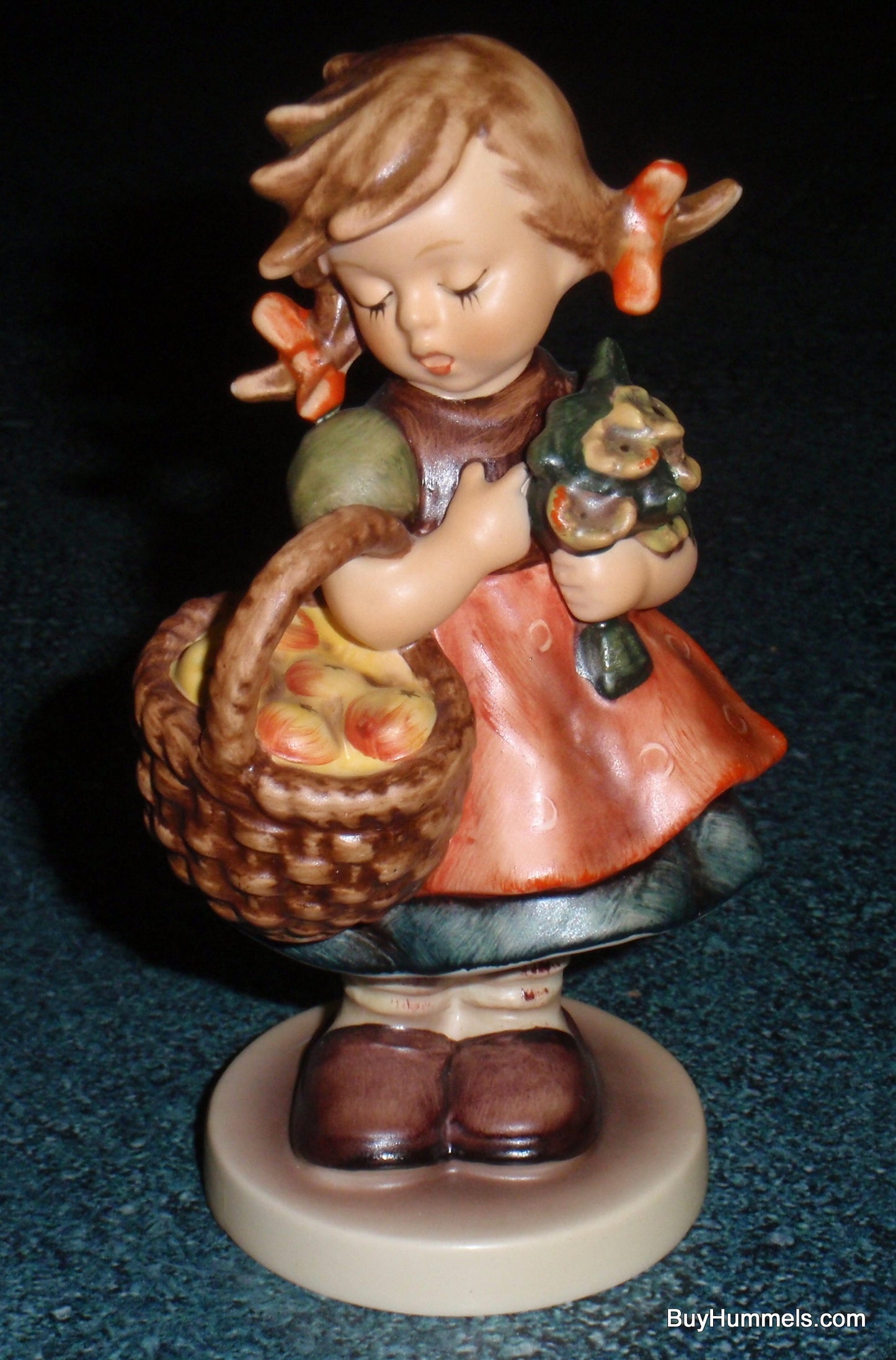 "Autumn Harvest" Goebel Hummel Figurine #355 - Little Girl With Bushel Full Of Apples!