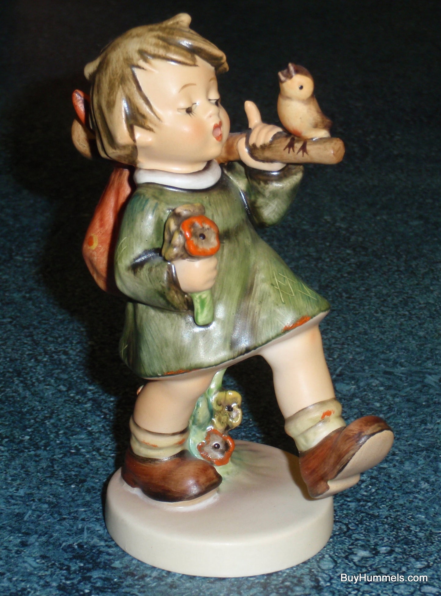 Goebel Hummel Figurine "Gay Adventure" #356 AKA "Joyful Adventure" - Little Girl With Songbird On An Adventure!