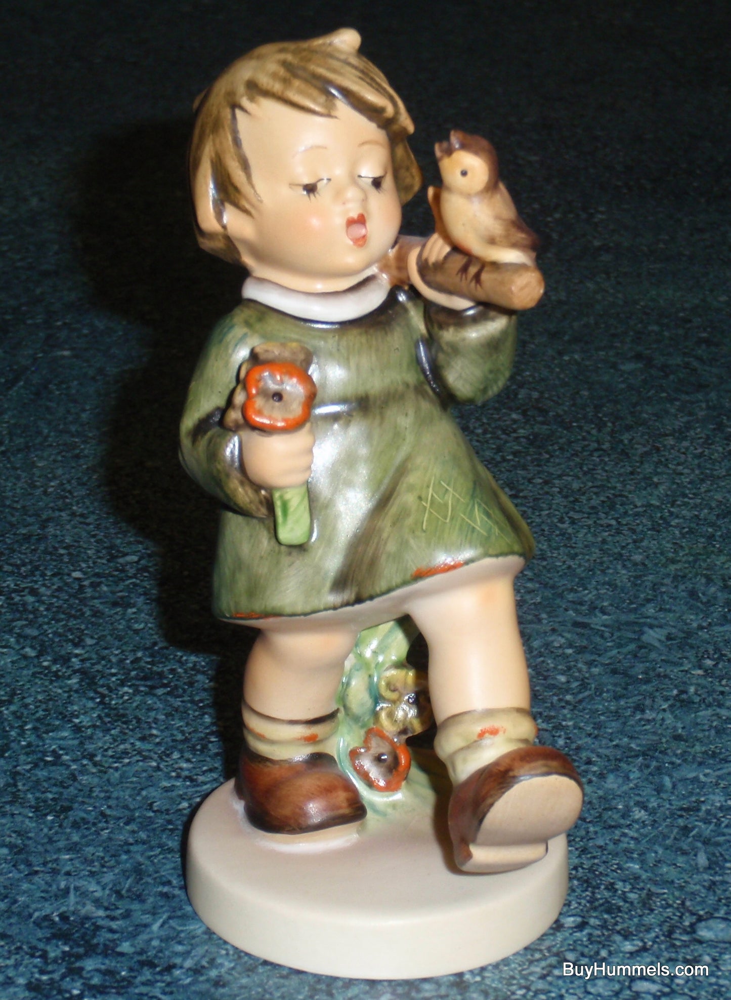 Goebel Hummel Figurine "Gay Adventure" #356 AKA "Joyful Adventure" - Little Girl With Songbird On An Adventure!