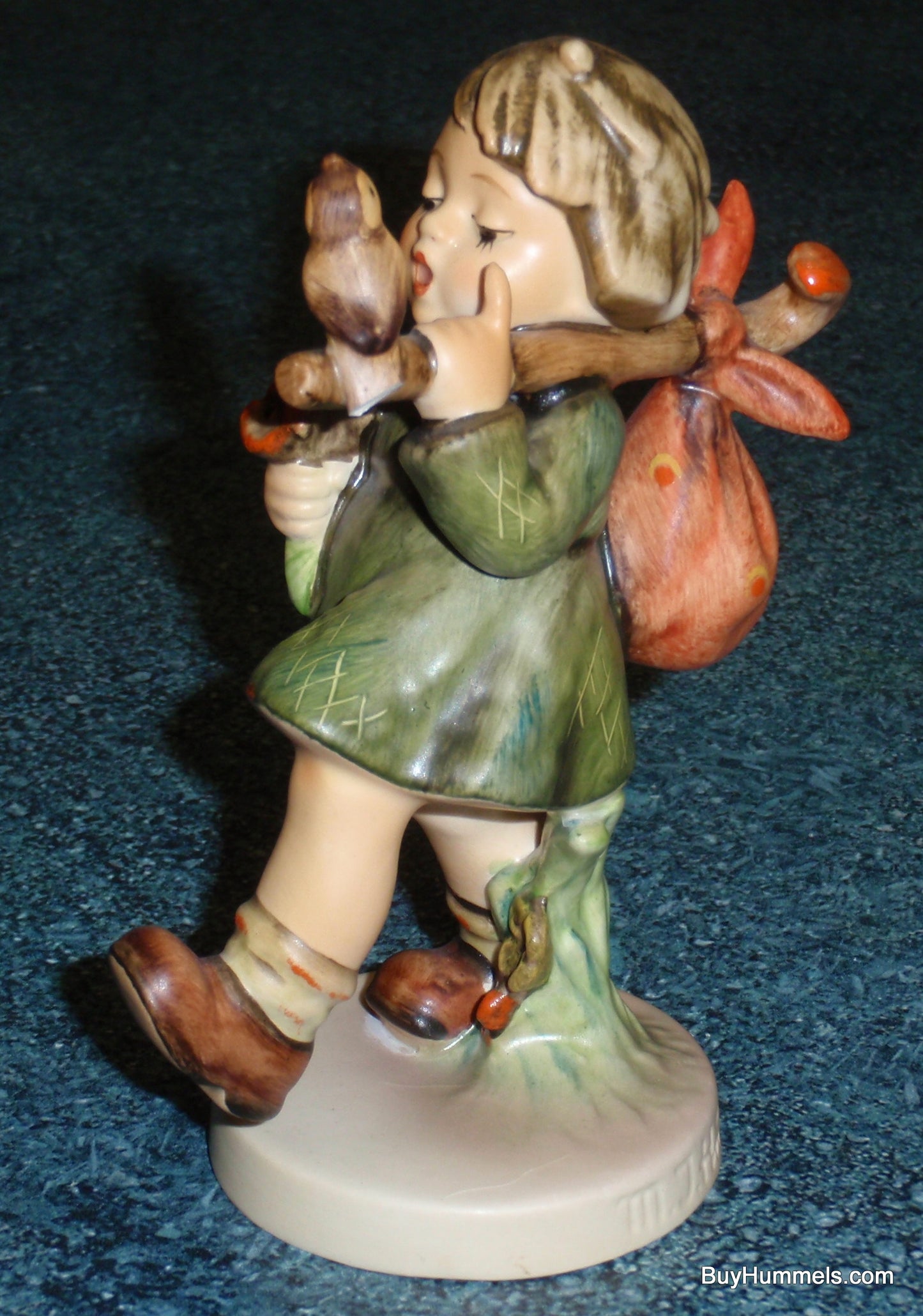 Goebel Hummel Figurine "Gay Adventure" #356 AKA "Joyful Adventure" - Little Girl With Songbird On An Adventure!