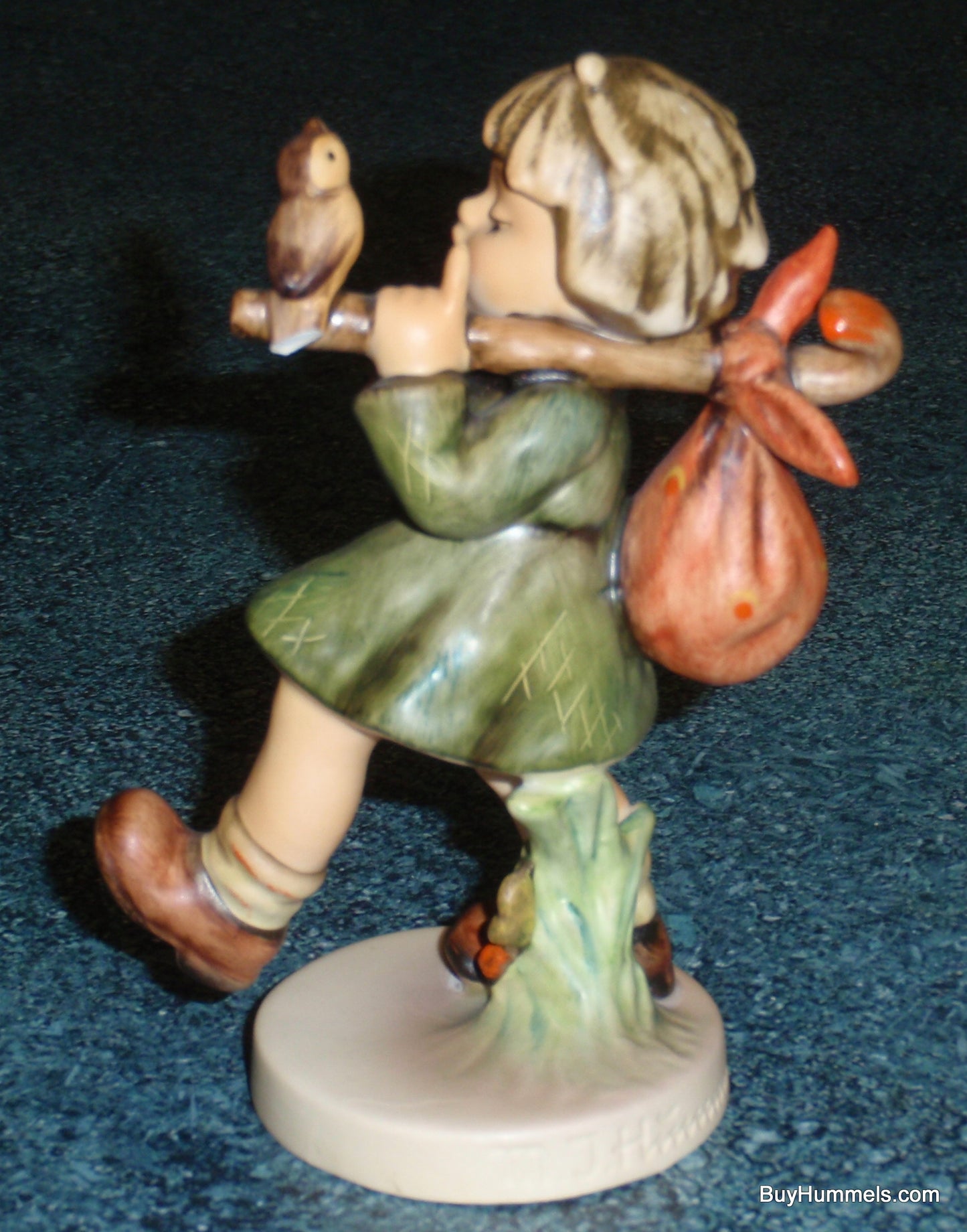 Goebel Hummel Figurine "Gay Adventure" #356 AKA "Joyful Adventure" - Little Girl With Songbird On An Adventure!
