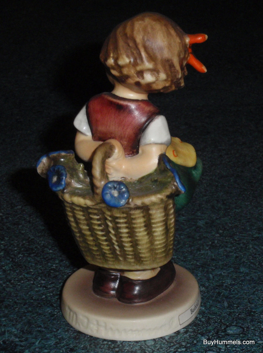 "Bashful" Goebel Hummel Figurine #377 - Girl With Basket Of Flowers