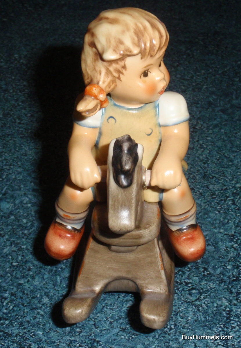 "Cowboy Corral" Goebel Hummel Figurine #2021 - Girl With Pigtails On Rocking Horse