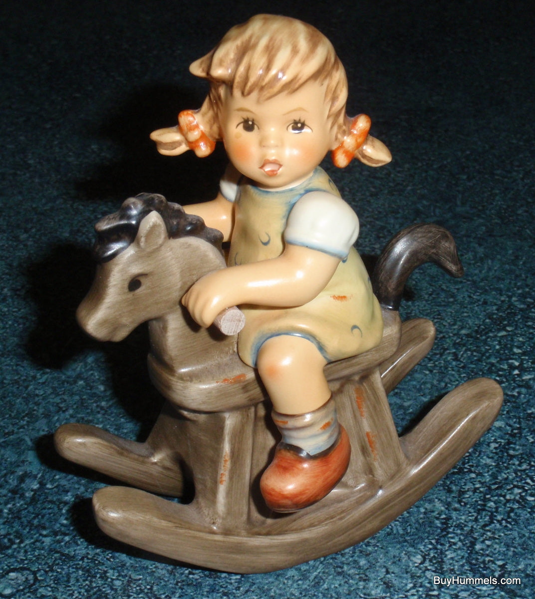"Cowboy Corral" Goebel Hummel Figurine #2021 - Girl With Pigtails On Rocking Horse