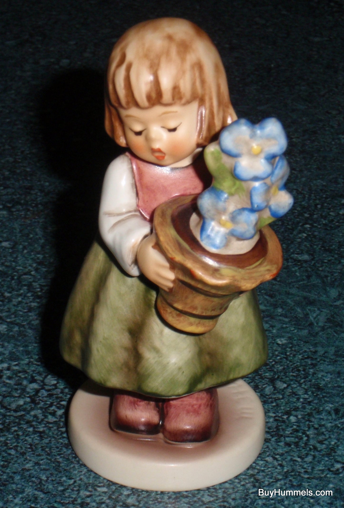 "Birthday Present" Goebel Hummel Figurine #341/3/0 - Girl With Bouqet Of Blue Flowers - GREAT BIRTHDAY GIFT!