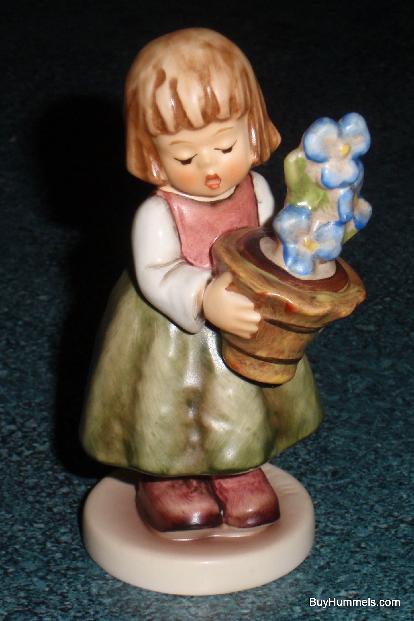 "Birthday Present" Goebel Hummel Figurine #341/3/0 - Girl With Bouqet Of Blue Flowers - GREAT BIRTHDAY GIFT!