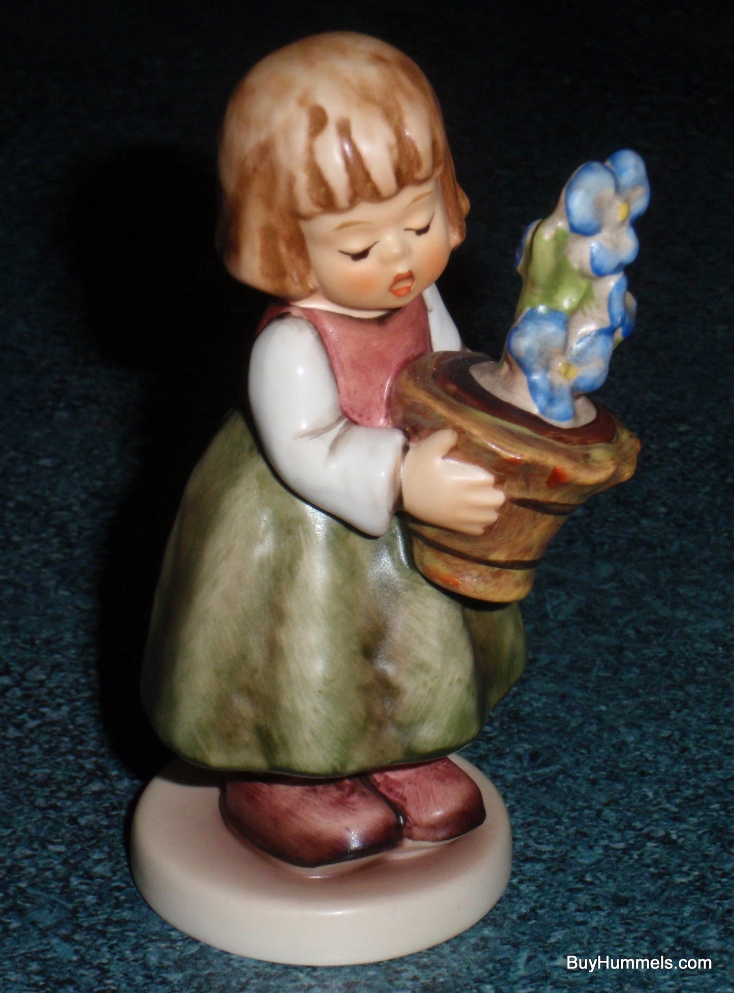 "Birthday Present" Goebel Hummel Figurine #341/3/0 - Girl With Bouqet Of Blue Flowers - GREAT BIRTHDAY GIFT!