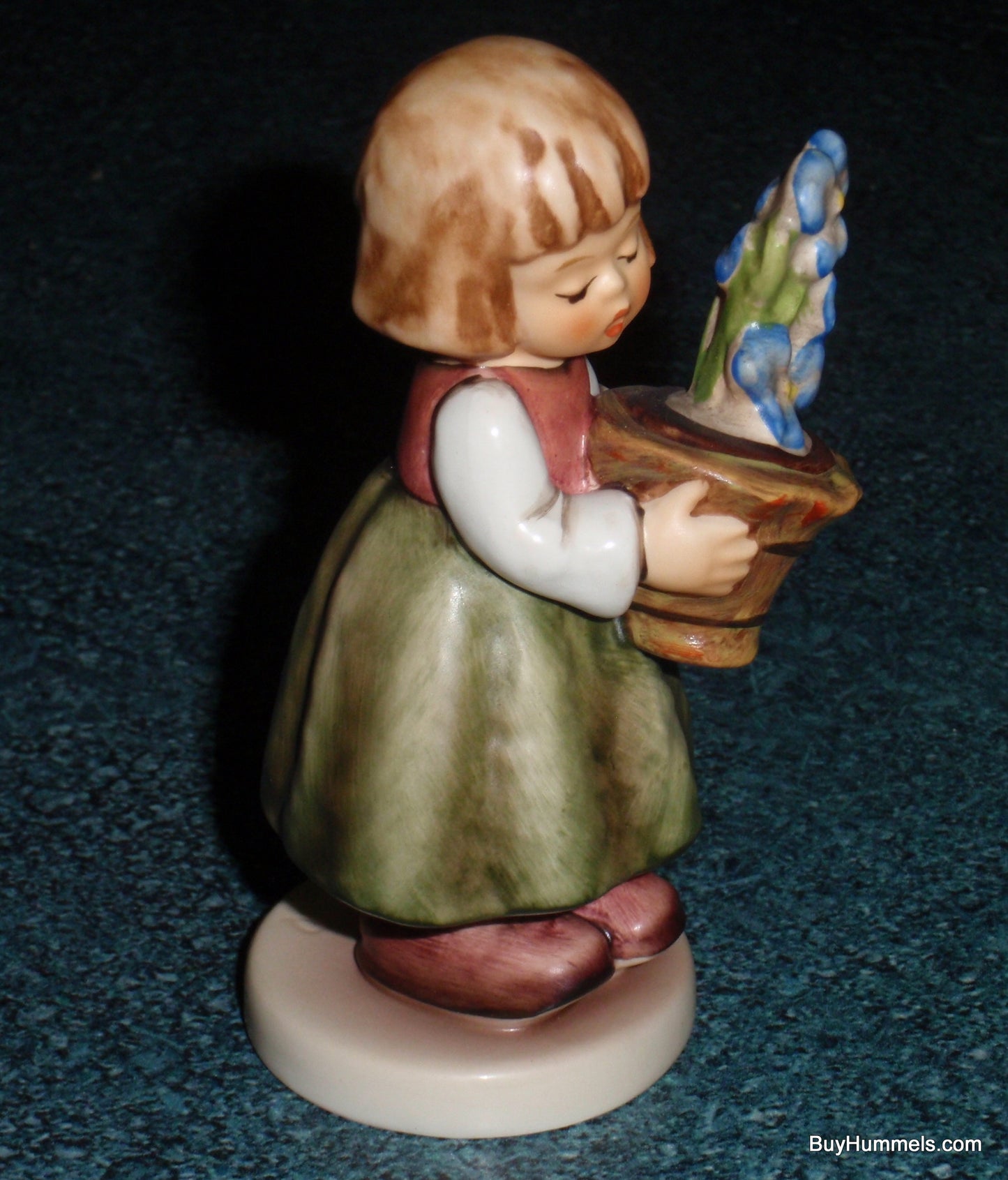 "Birthday Present" Goebel Hummel Figurine #341/3/0 - Girl With Bouqet Of Blue Flowers - GREAT BIRTHDAY GIFT!