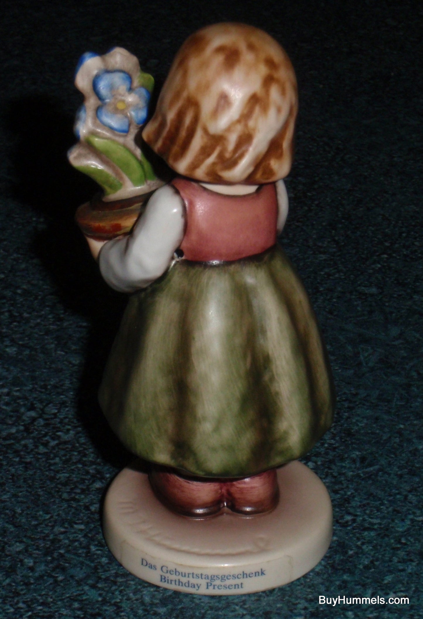 "Birthday Present" Goebel Hummel Figurine #341/3/0 - Girl With Bouqet Of Blue Flowers - GREAT BIRTHDAY GIFT!