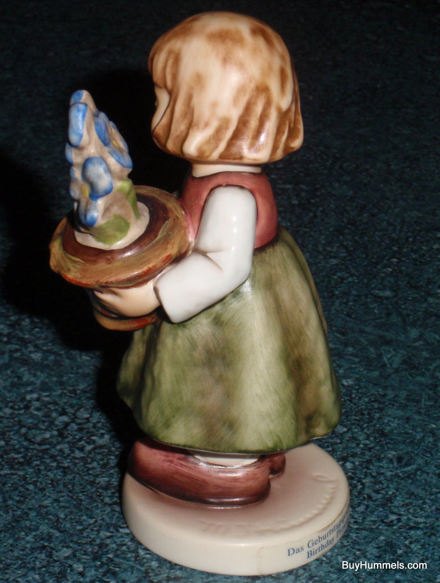 "Birthday Present" Goebel Hummel Figurine #341/3/0 - Girl With Bouqet Of Blue Flowers - GREAT BIRTHDAY GIFT!