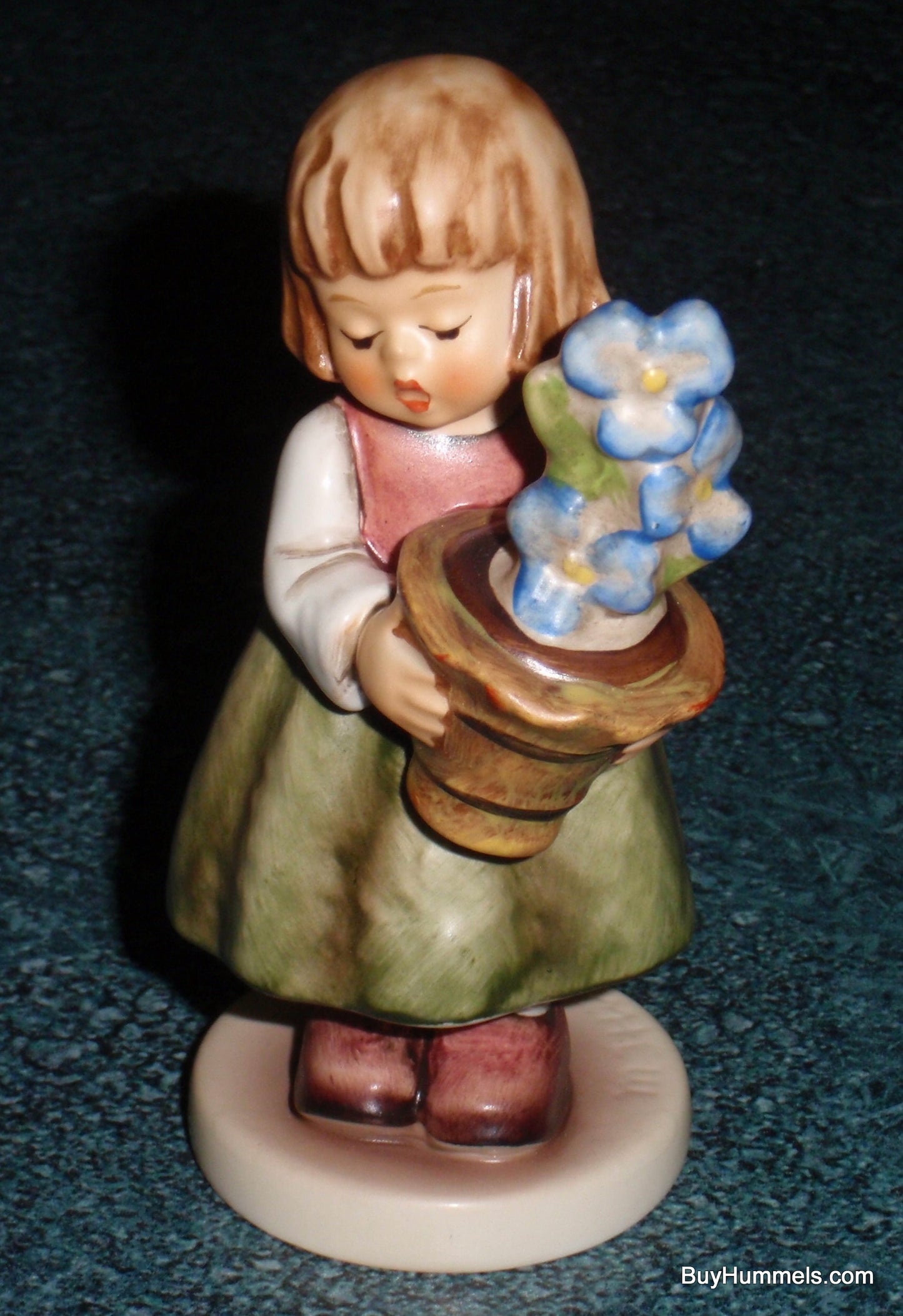 "Birthday Present" Goebel Hummel Figurine #341/3/0 - Girl With Bouqet Of Blue Flowers - GREAT BIRTHDAY GIFT!