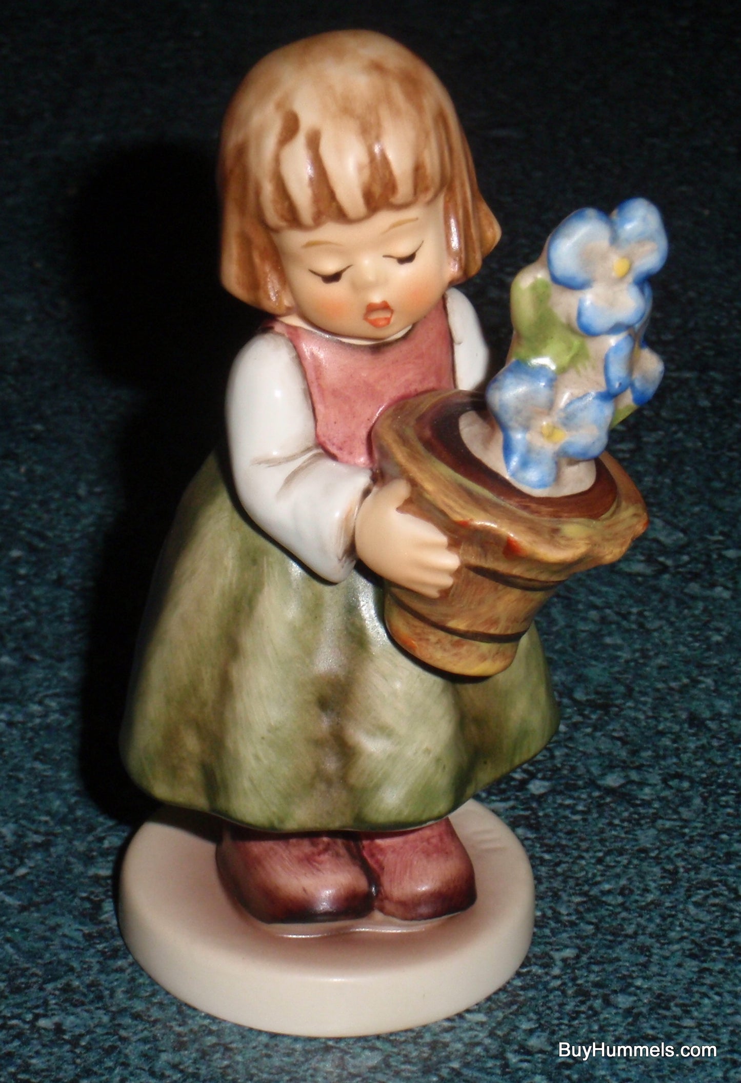"Birthday Present" Goebel Hummel Figurine #341/3/0 - Girl With Bouqet Of Blue Flowers - GREAT BIRTHDAY GIFT!