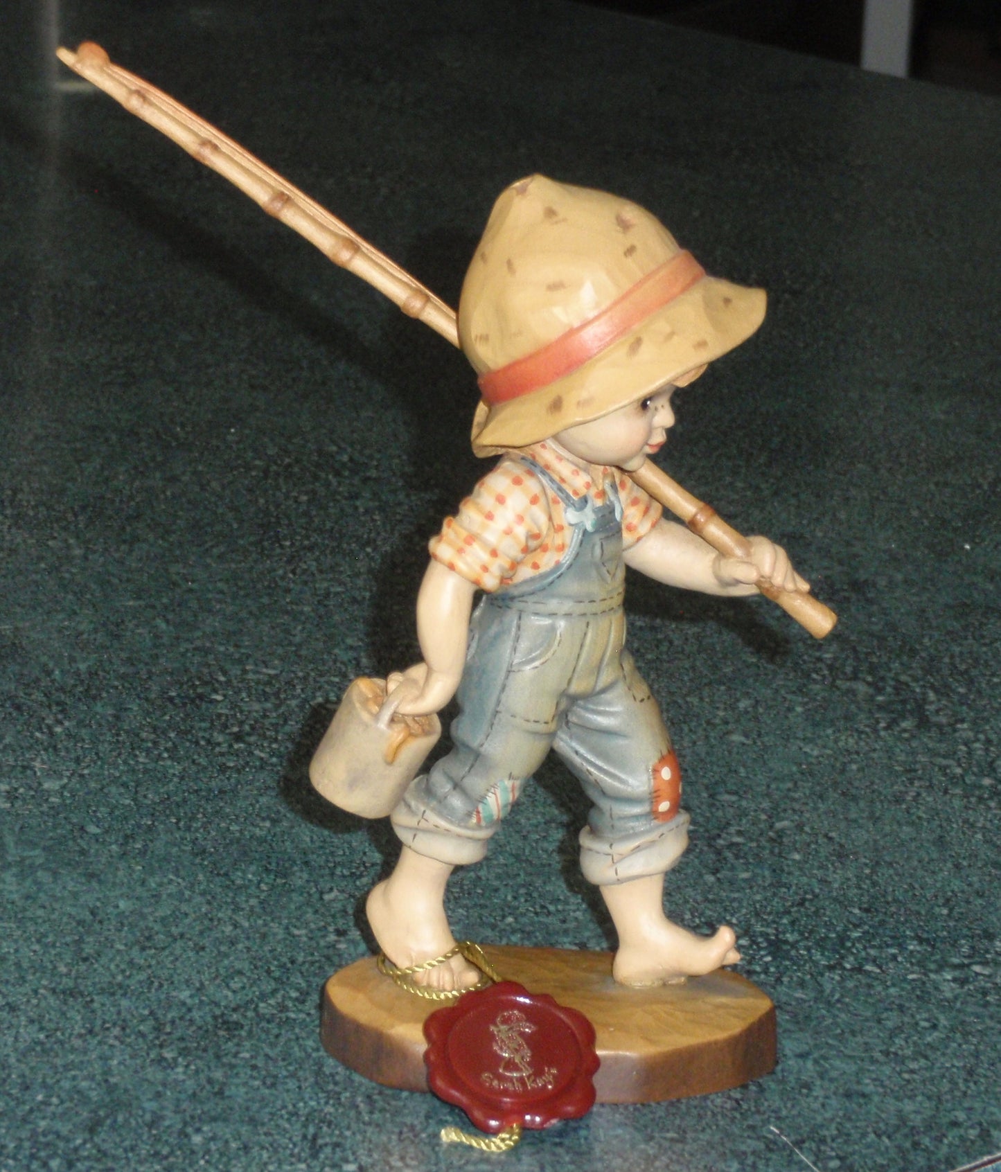 "Fisher Boy" Figurine Anri Wood Carvings Made In Italy By Sarah Kay