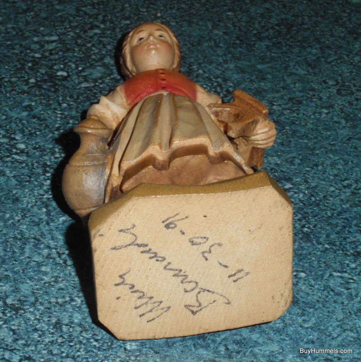 "Milk Maid" Anri Wood Carving Figurine #689021 - Signed by Ulrich Bernardi (5")