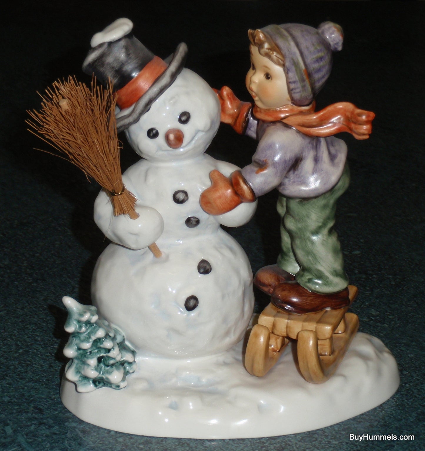"Making New Friends" Goebel Hummel Figurine #2002 - Little Boy Making Snowman!