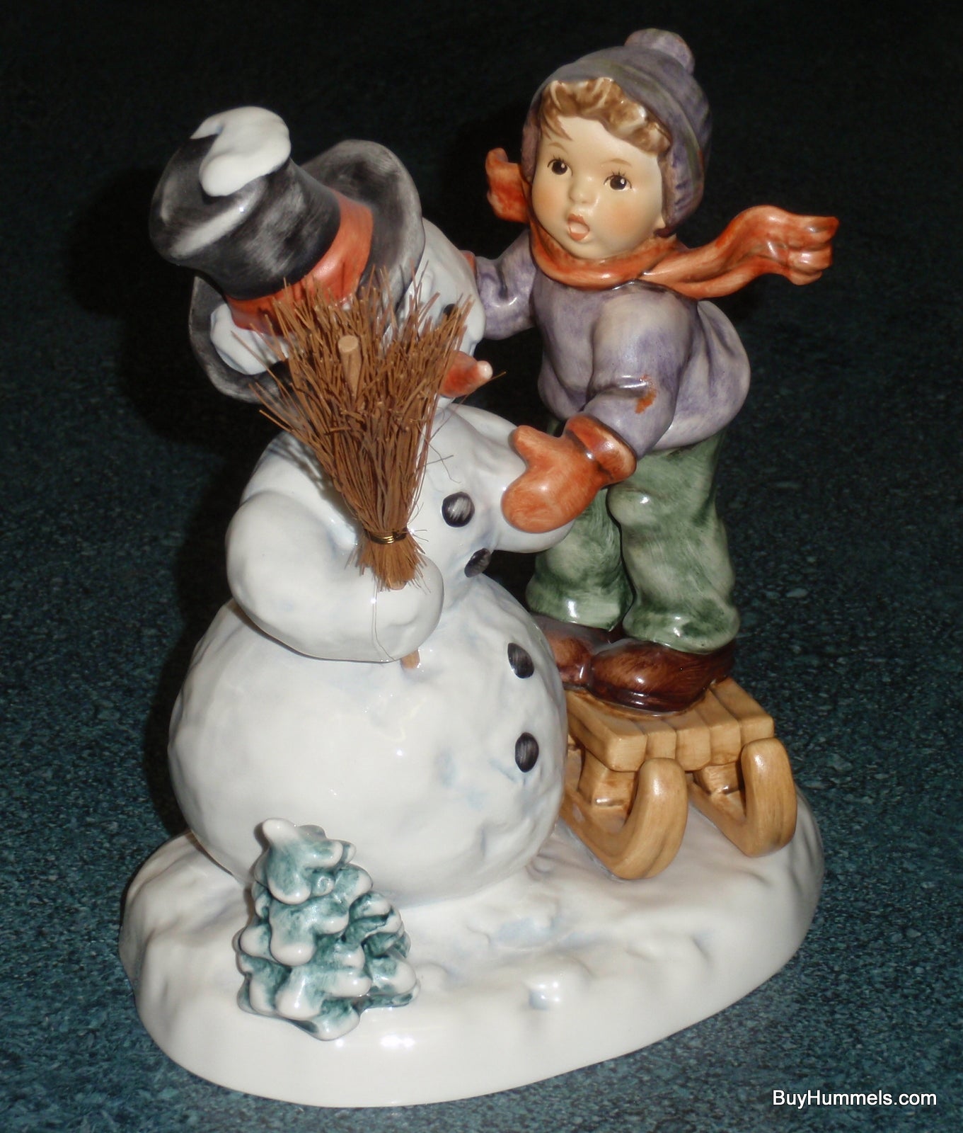 "Making New Friends" Goebel Hummel Figurine #2002 - Little Boy Making Snowman!