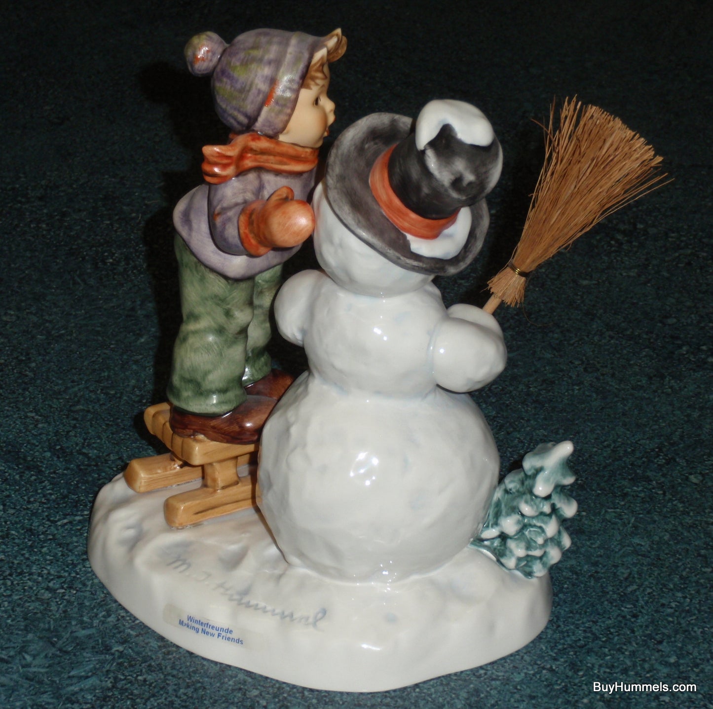 "Making New Friends" Goebel Hummel Figurine #2002 - Little Boy Making Snowman!