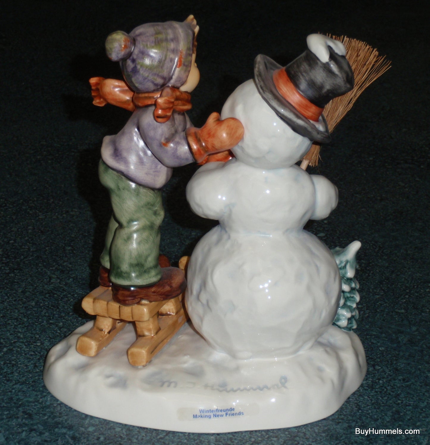 "Making New Friends" Goebel Hummel Figurine #2002 - Little Boy Making Snowman!