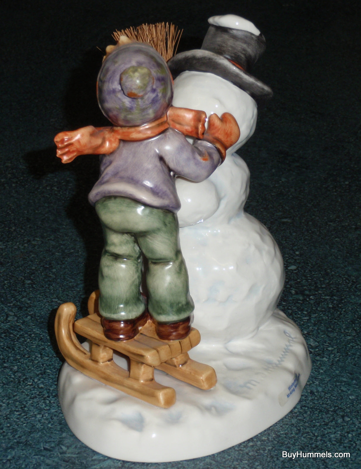 "Making New Friends" Goebel Hummel Figurine #2002 - Little Boy Making Snowman!