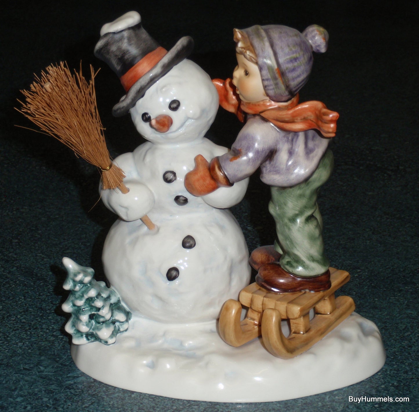 "Making New Friends" Goebel Hummel Figurine #2002 - Little Boy Making Snowman!