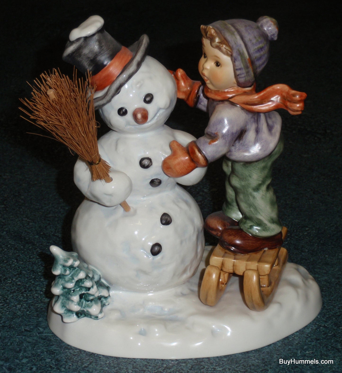 "Making New Friends" Goebel Hummel Figurine #2002 - Little Boy Making Snowman!