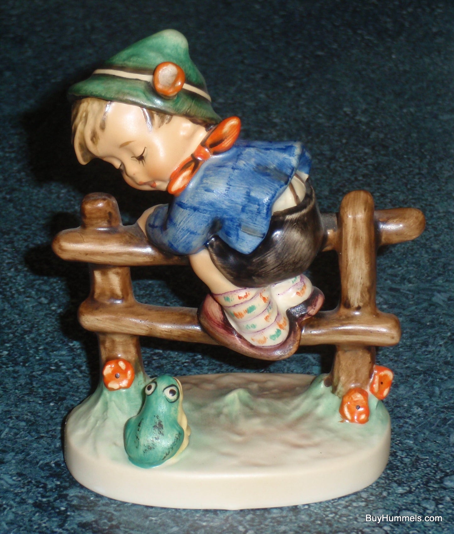 Retreat To Safety Goebel Hummel Figurine #201 2/0 - Little Boy On Fence With Frog!