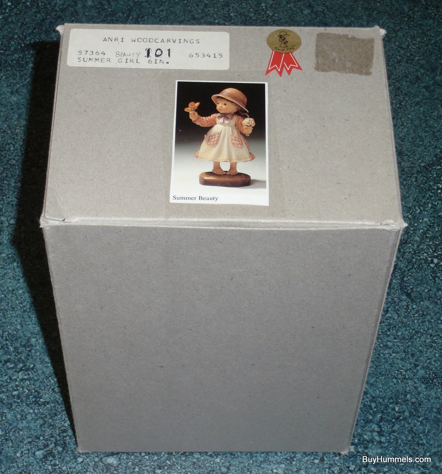 7" Anri Sarah Kay Summer Beauty Girl Signed With Original Box - Little Girl With Bouquet And Butterfly!