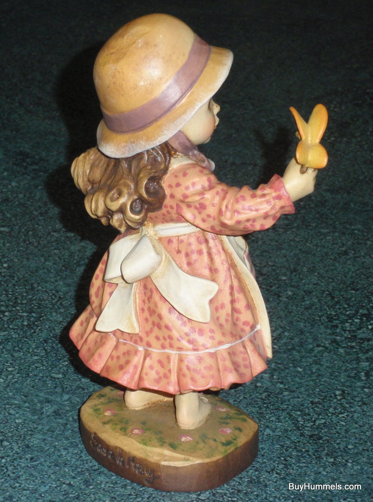 7" Anri Sarah Kay Summer Beauty Girl Signed With Original Box - Little Girl With Bouquet And Butterfly!