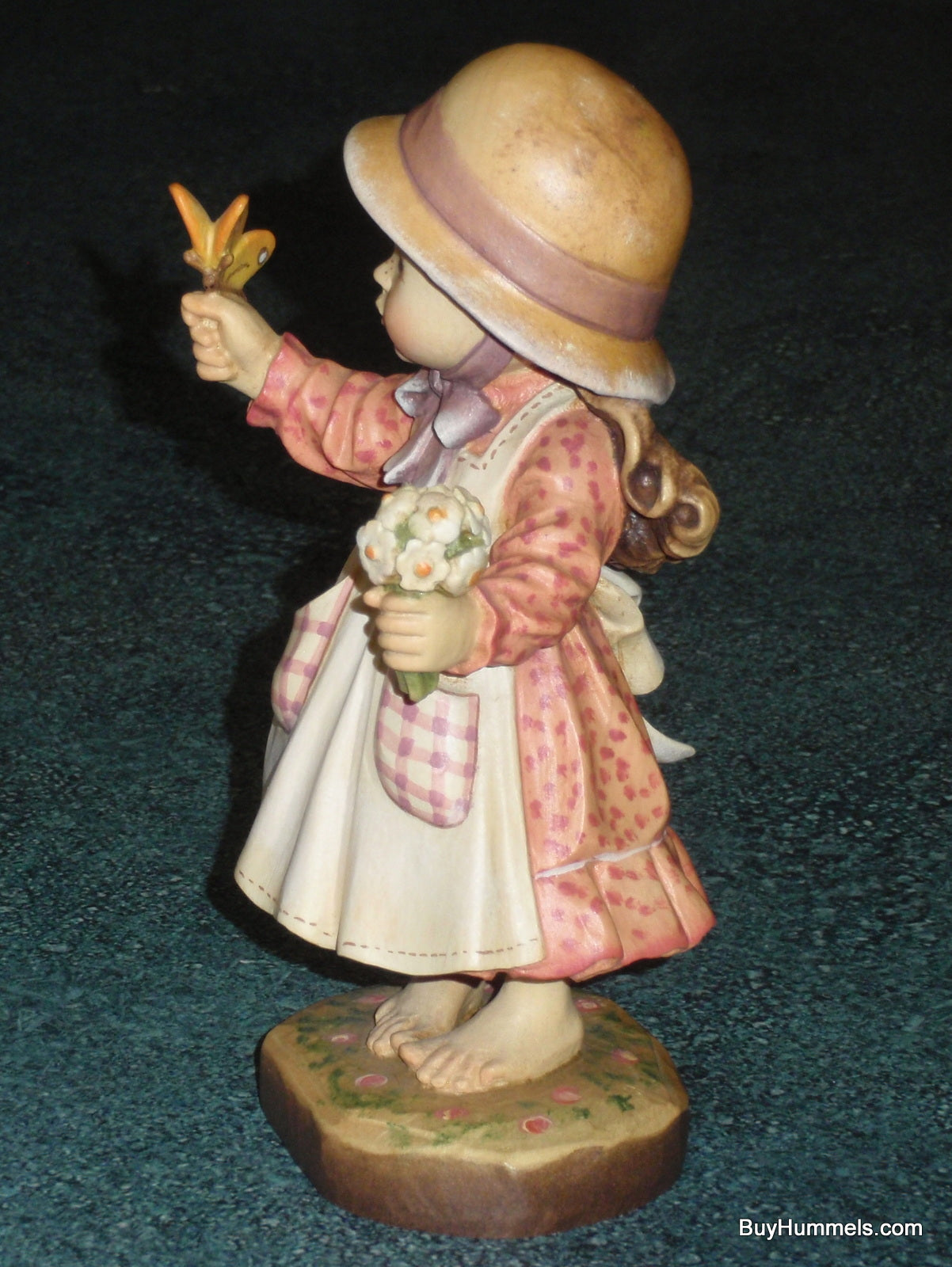 7" Anri Sarah Kay Summer Beauty Girl Signed With Original Box - Little Girl With Bouquet And Butterfly!