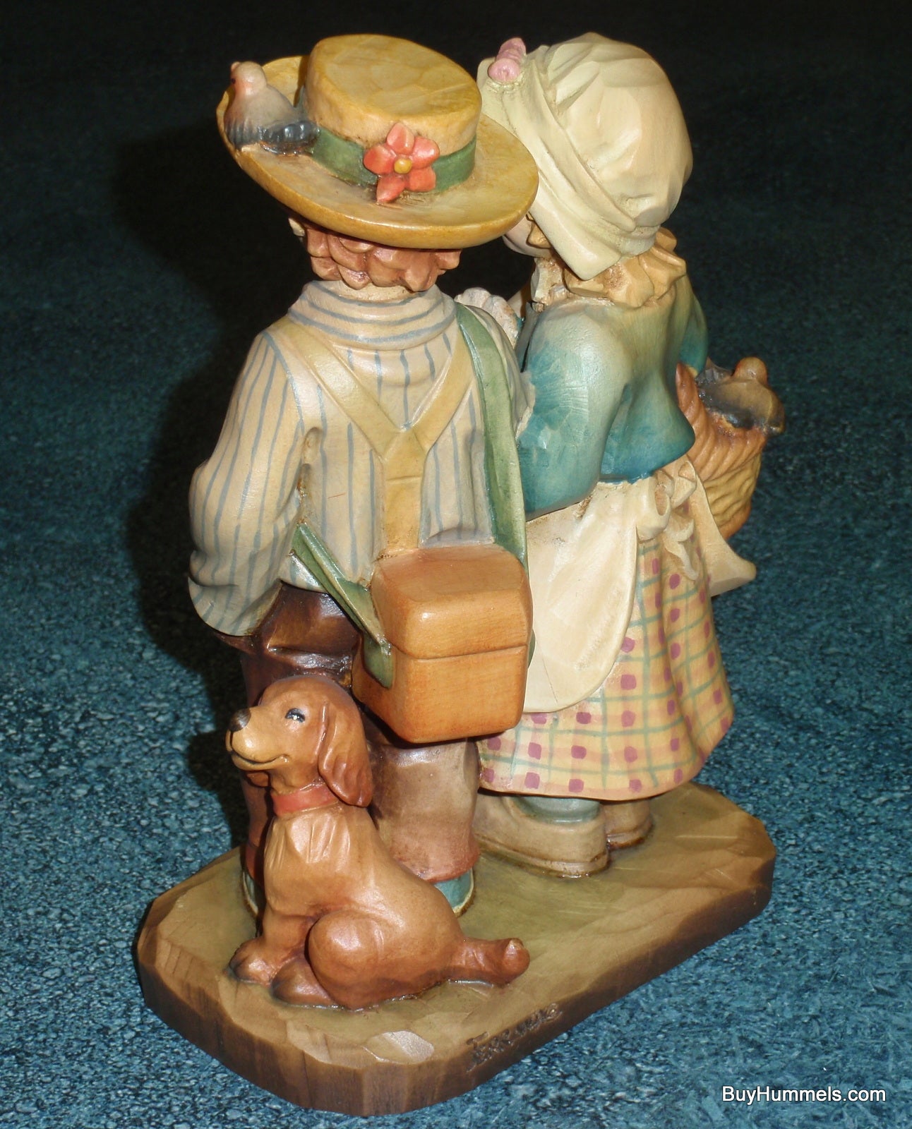 Anri Juan Ferrandiz SPRINGTIME STROLL With Box - Little Boy & Girl Holding Hands With Puppy By Their Side RARE Limited Edition Wood Carving!