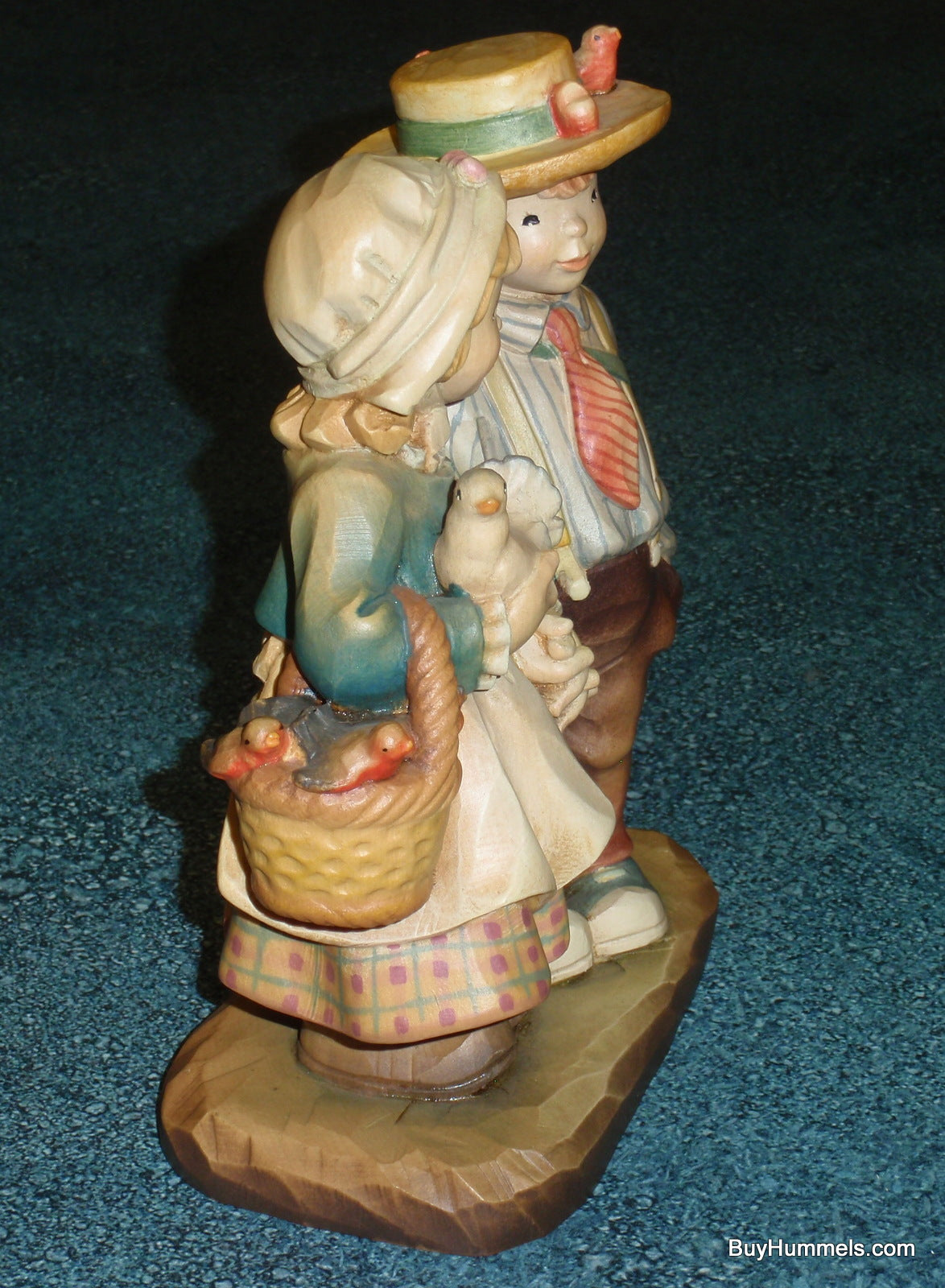Anri Juan Ferrandiz SPRINGTIME STROLL With Box - Little Boy & Girl Holding Hands With Puppy By Their Side RARE Limited Edition Wood Carving!