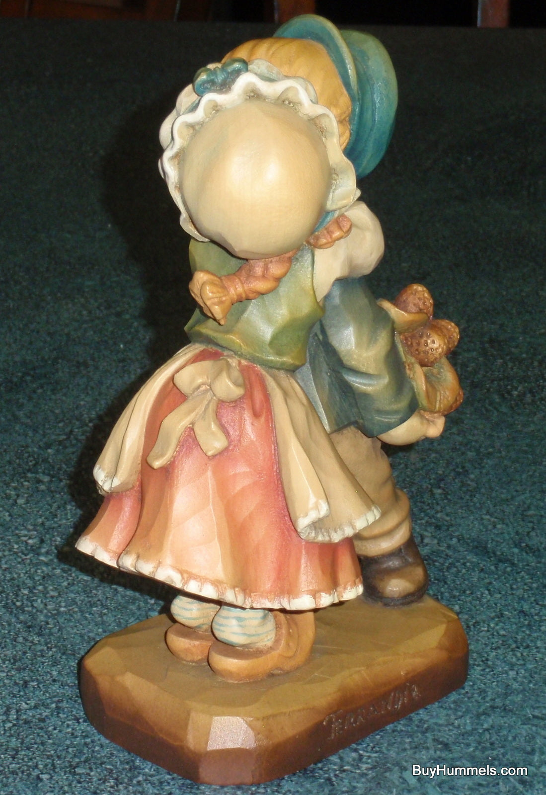 Anri Italy Ferrandiz “First Kiss” Limited Edition Wood Carving Figurine 7" With Original Box - Little Girl Giving Boy Her First Kiss - GIFT!