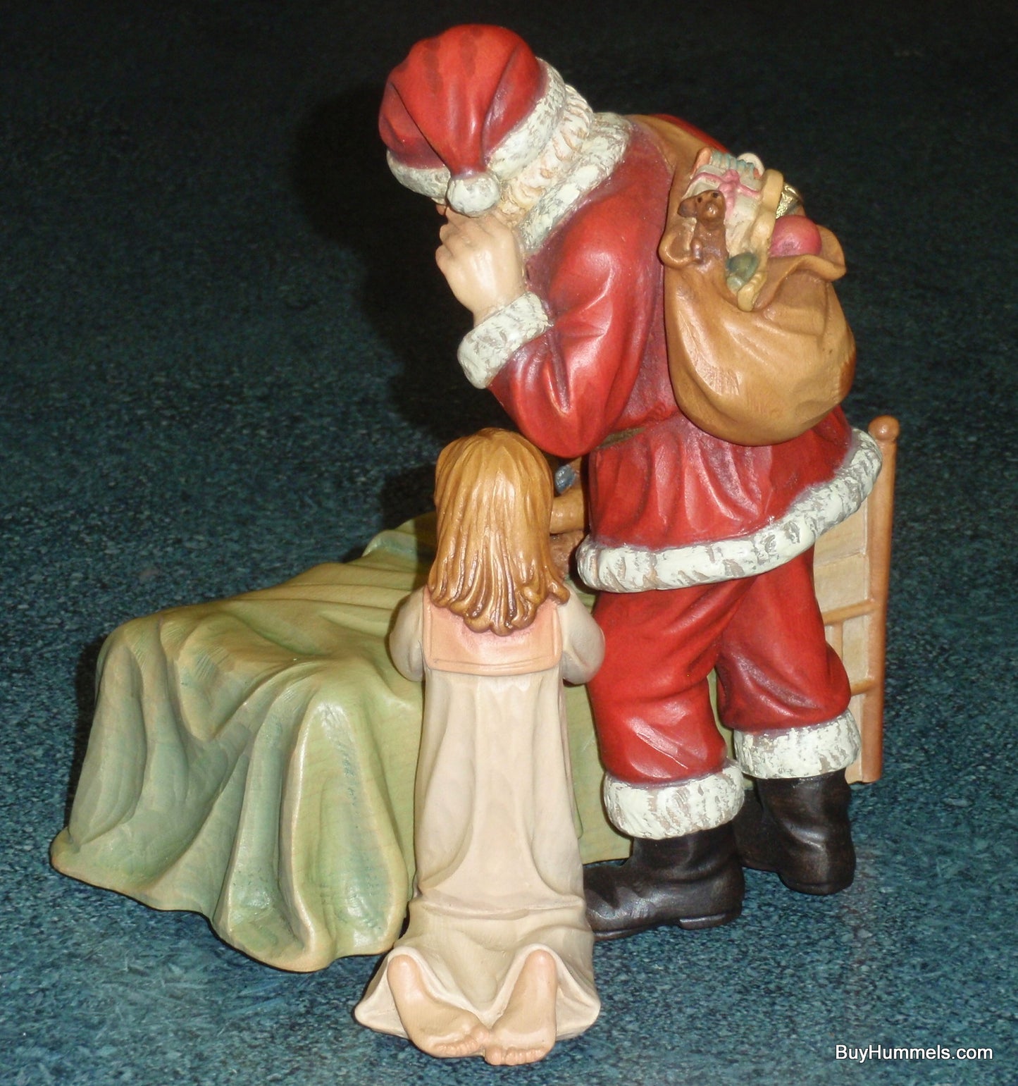 ANRI Santa With Girl Praying With Teddy Bear Reuge Swiss "Silent Night" Limited Edition Music Box Collectible CHRISTMAS GIFT From Italy!