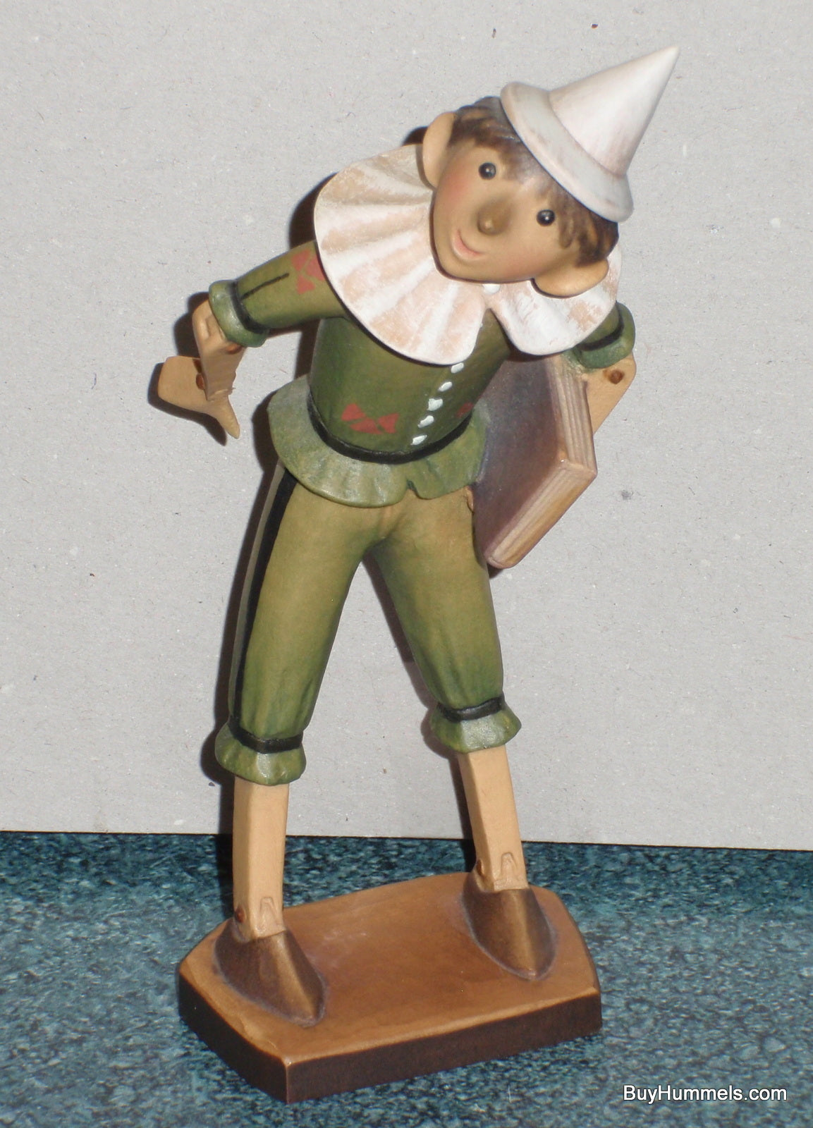 Anri 6" Wooden Pinocchio Figurine In Green Signed With Original Box - ULTRA RARE GIFT!
