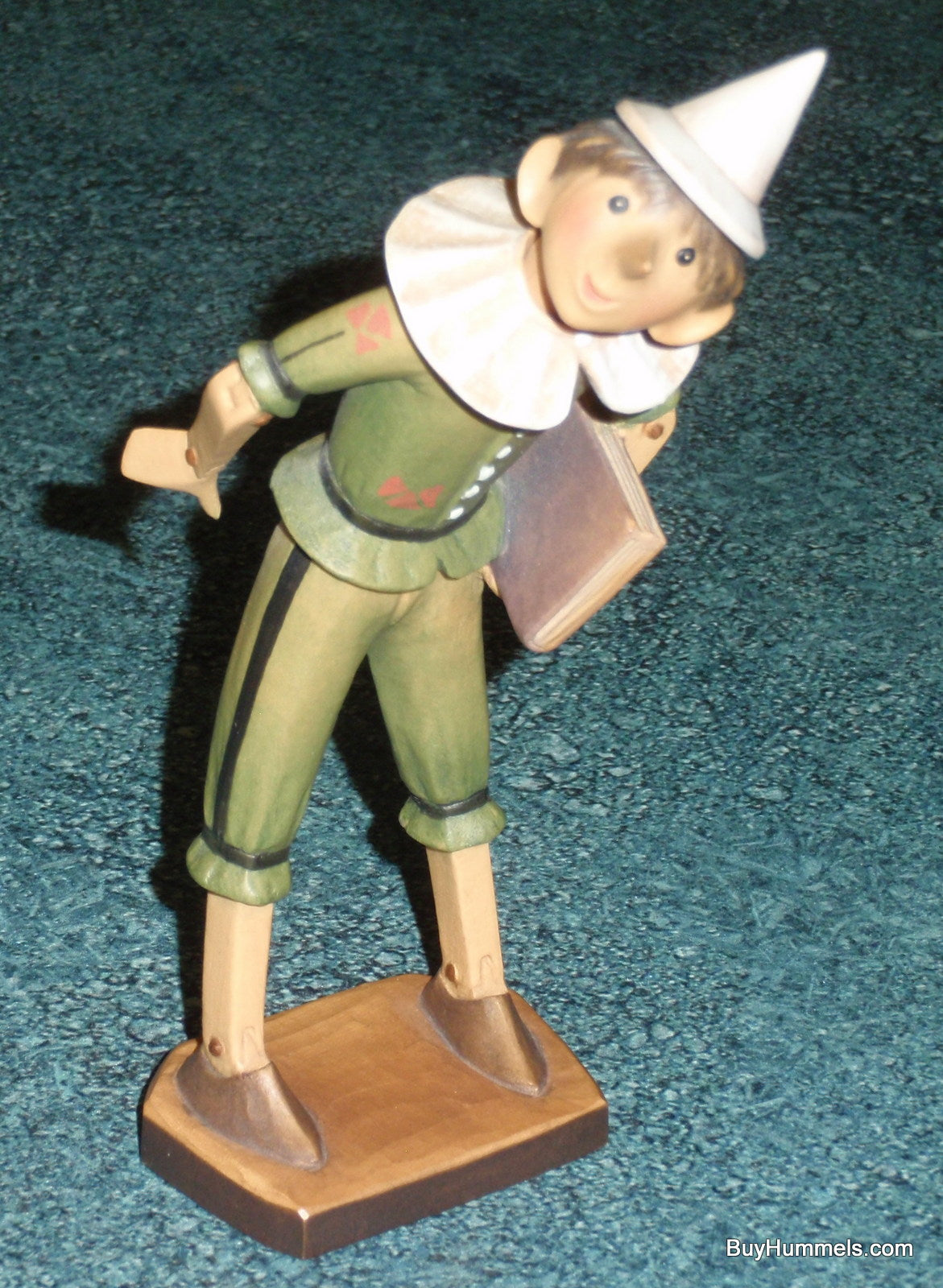 Anri 6" Wooden Pinocchio Figurine In Green Signed With Original Box - ULTRA RARE GIFT!