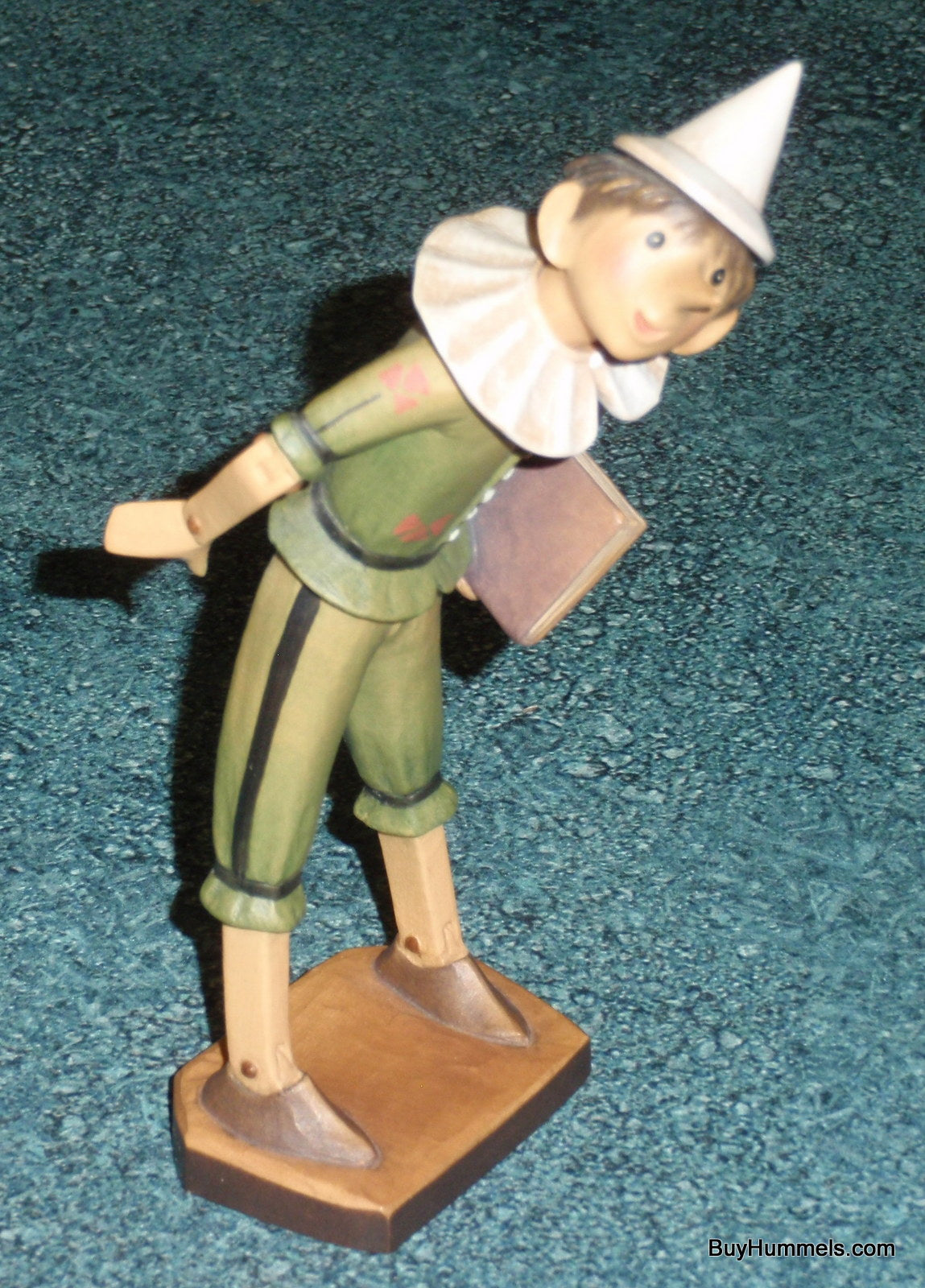 Anri 6" Wooden Pinocchio Figurine In Green Signed With Original Box - ULTRA RARE GIFT!